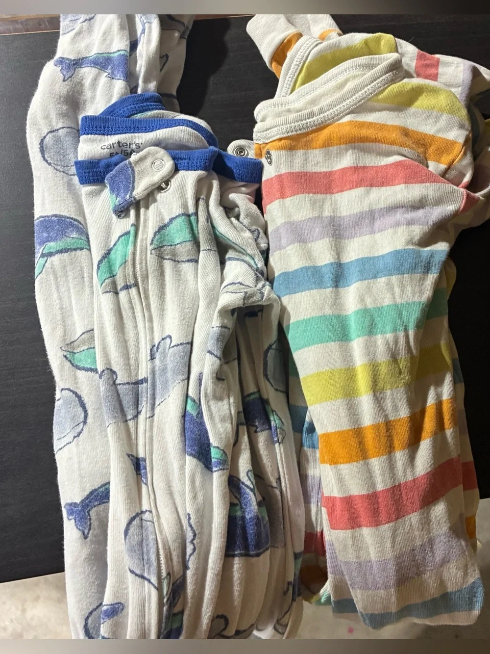 Two Carter's Kids Rainbow Striped Sleep and Play Pajamas - Multicolor